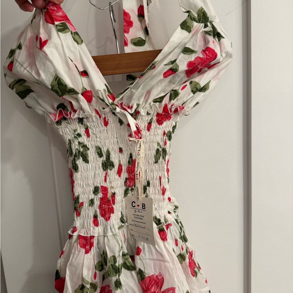 positano chiffon tie dress in ivory Party In Positano Dress